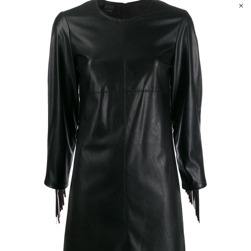Pinko Faux Leather Fringe Dress